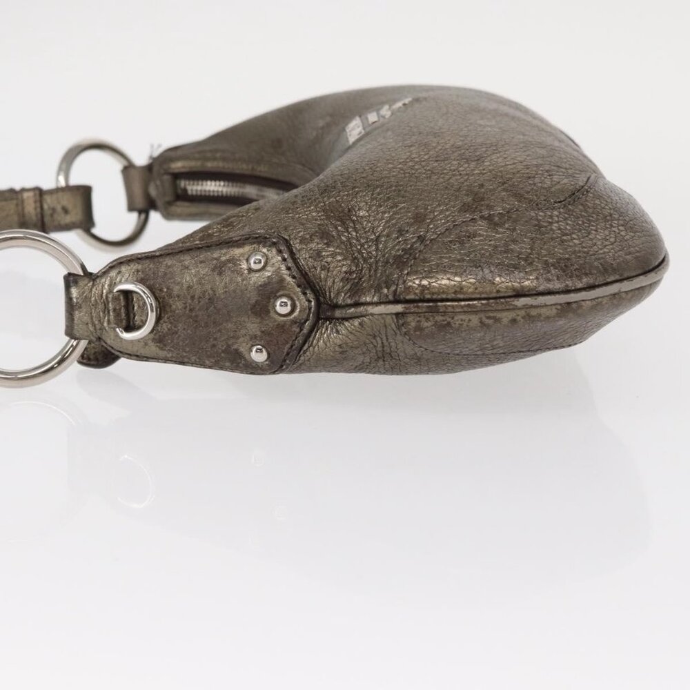 Authentic PRADA Shoulder Bag Leather Bronze Silver - Picture 12 of 16